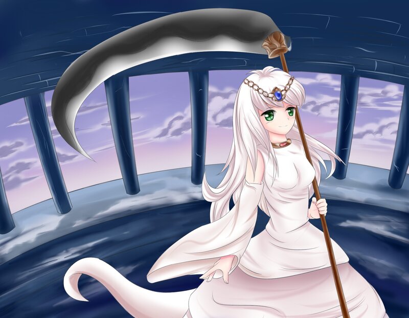 White-haired Girl with Scythe