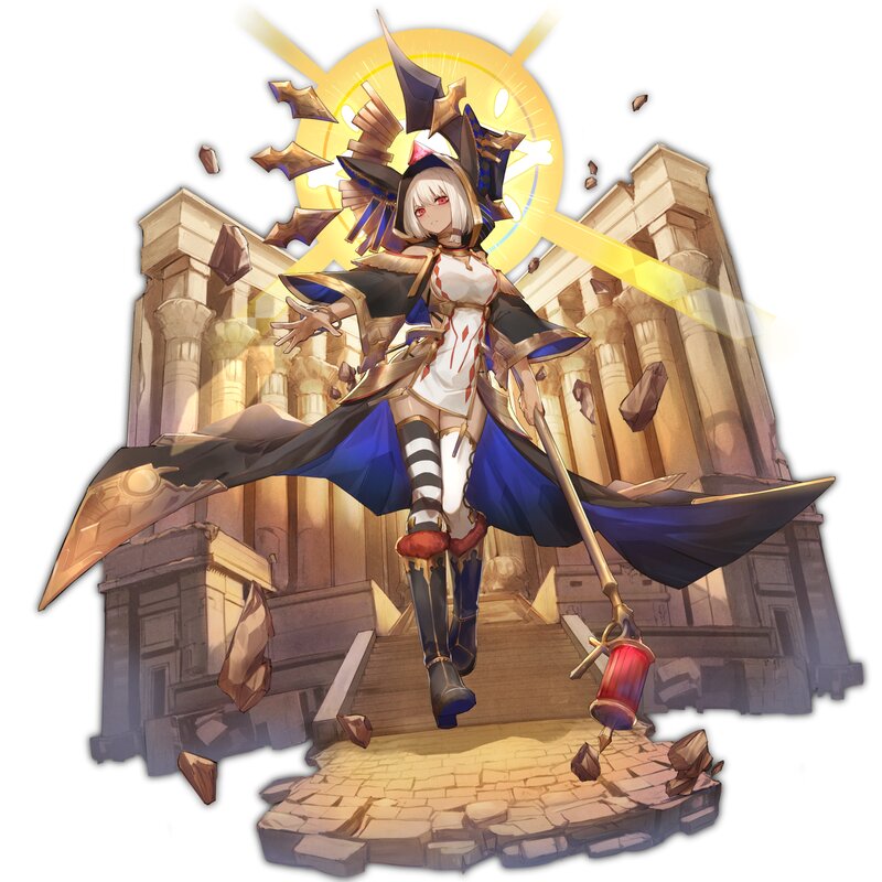 White-haired Girl with Staff — Blue