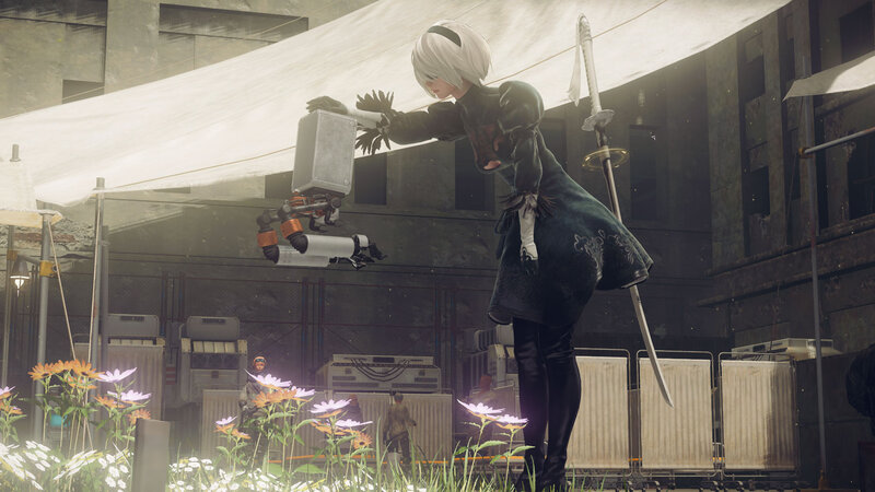 White-haired Girl with Sword — Green, Dramatic, 3d Render