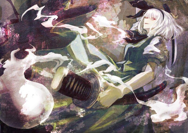 White-haired girl with sword