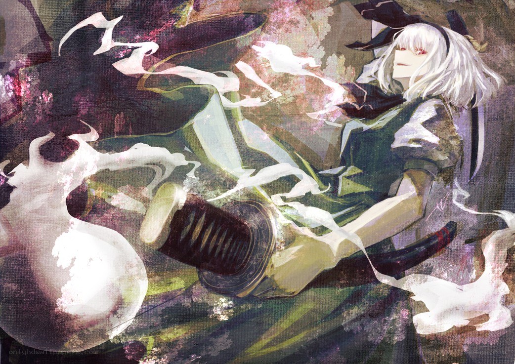 White-haired girl with sword