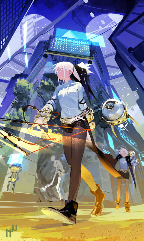 White-haired Girl with Weapon