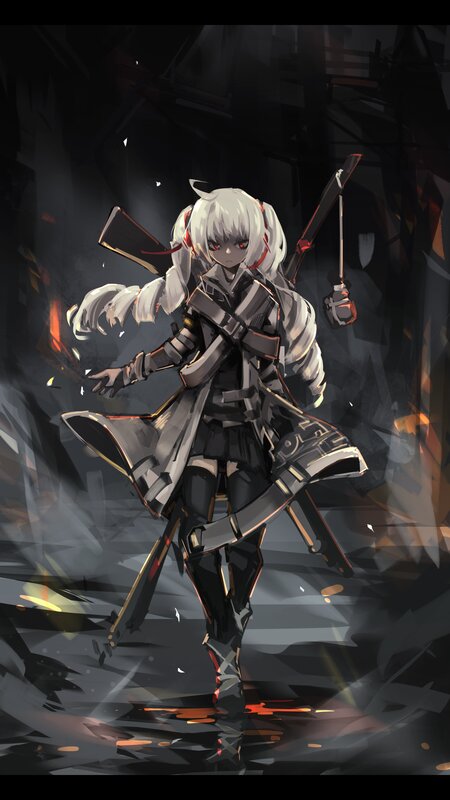 White-haired Girl with Weapons