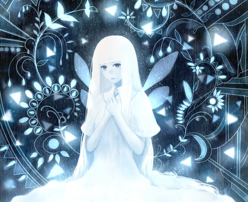 White-haired Girl with Wings — Blue