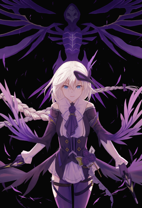 White-haired Girl with Wings — Purple, Dramatic