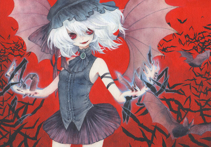 White-haired Girl with Wings — Red