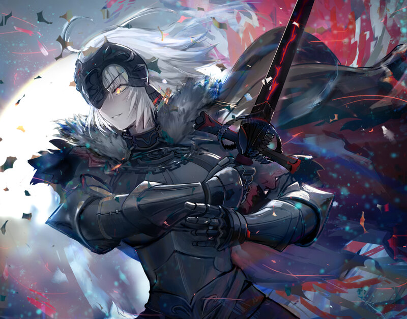 White-haired Knight with Sword — Gray
