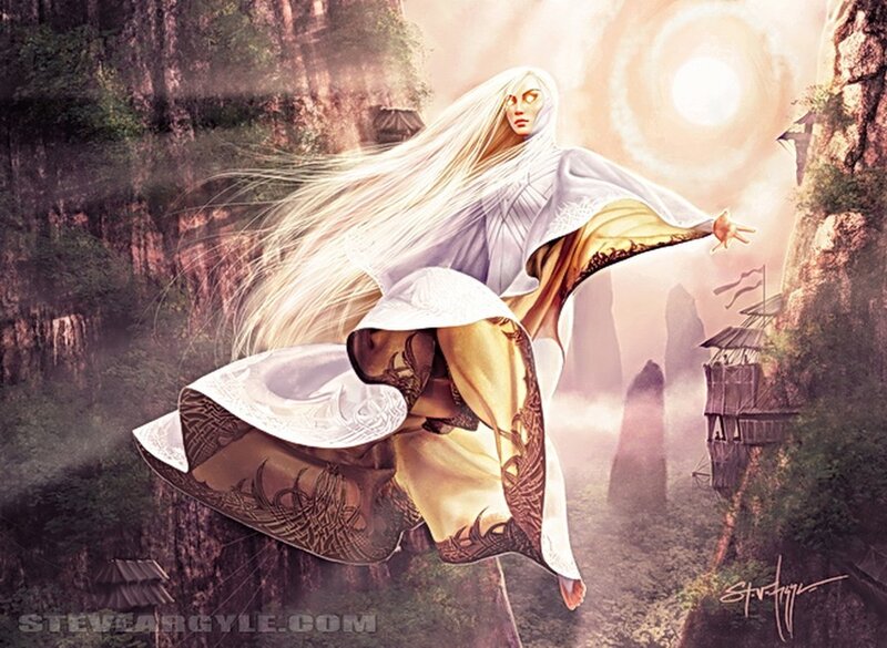 White-haired mage in a canyon