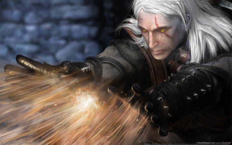 White-haired Man Casting Spell — Gray, Dramatic
