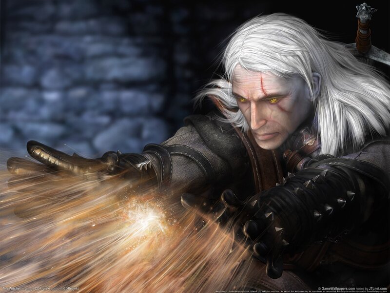 White-haired Man Casting Spell — Gray