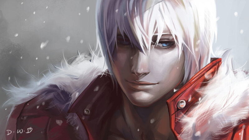 White-haired Man in Coat — White, Dramatic, Winter