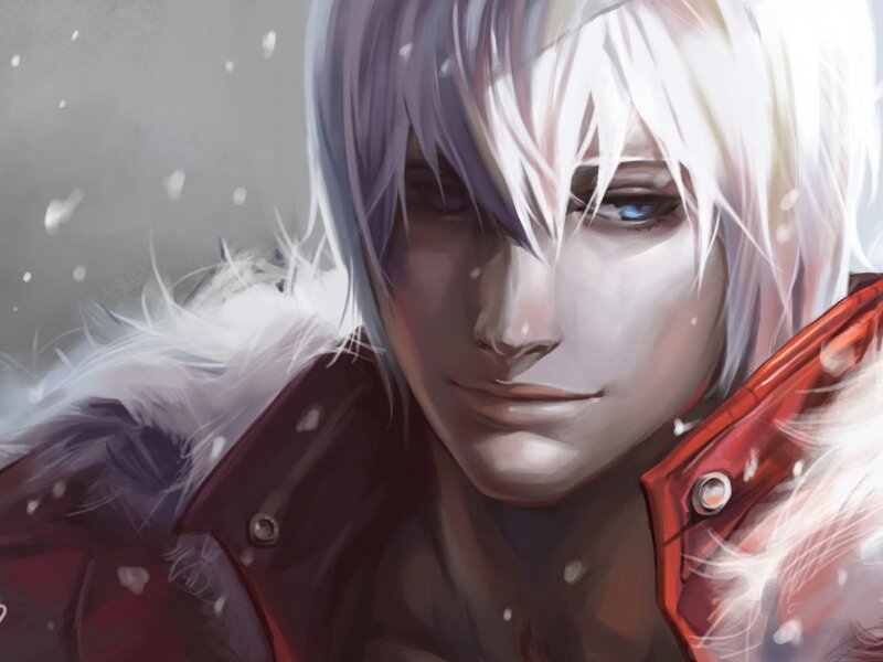 White-haired Man in Red Coat — Dramatic, Winter, Digital Art