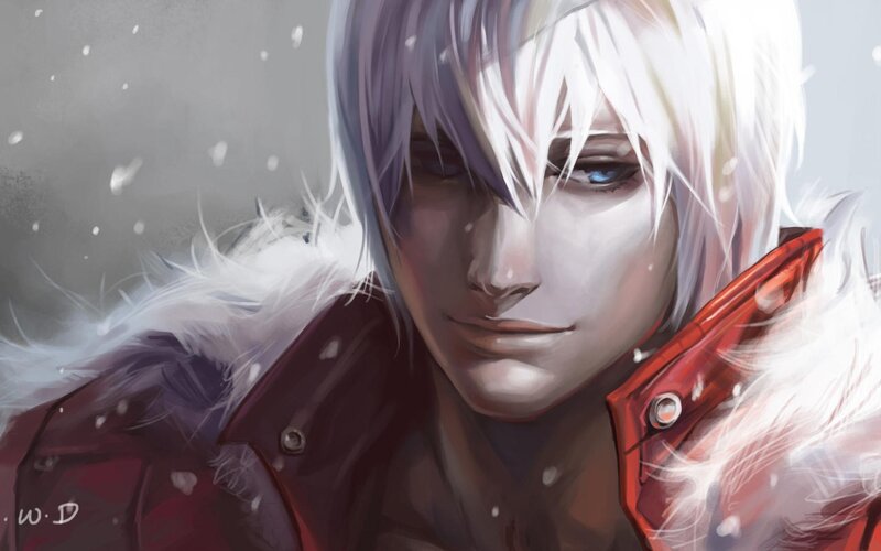 White-haired Man in Red Coat — Dramatic, Winter