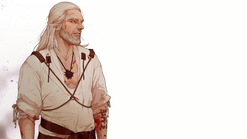 White-haired Man with Blood