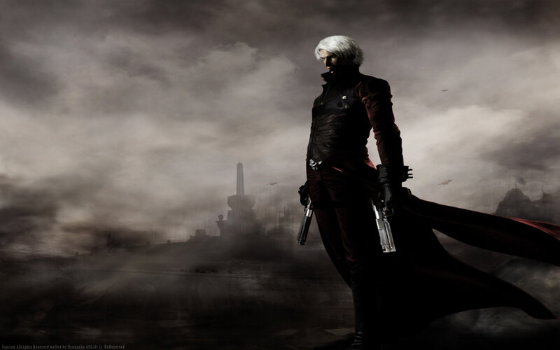 White-haired Man with Guns — Black