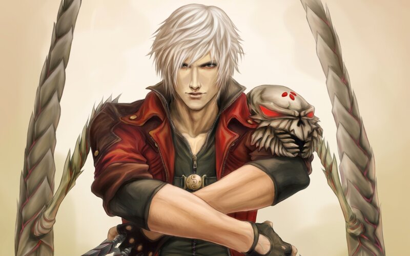 White-haired Man with Skull