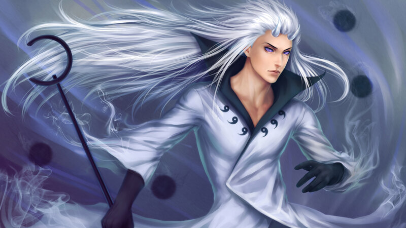 White-haired Man with Staff — White