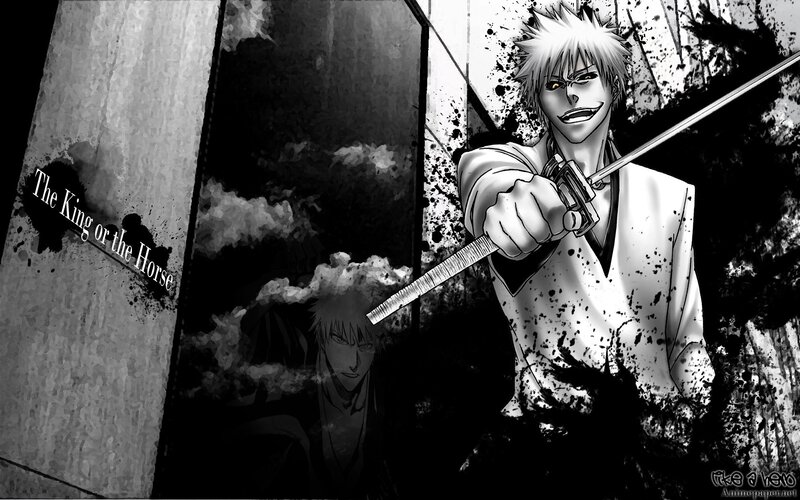 White-haired Man with Sword — Black, Dramatic, Manga