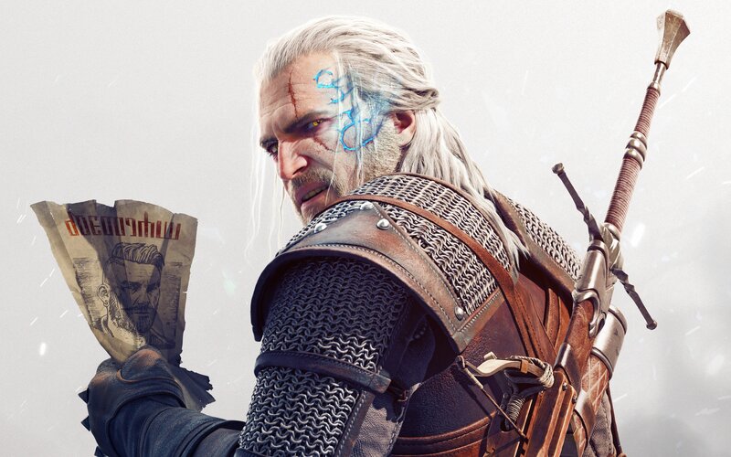 White-haired Man with Sword — Gray, Dramatic