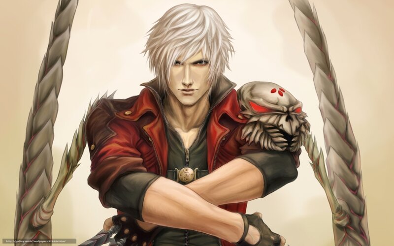 White-haired Man with Weapon — Red, Serious, Digital Art