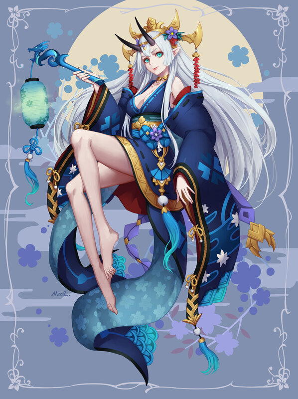 White-haired Mermaid Woman