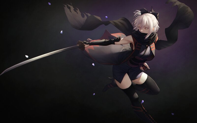 White-haired Ninja with Sword