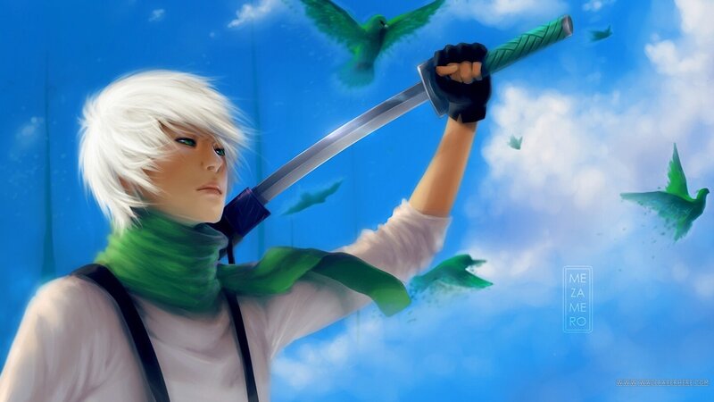 White-haired Person with Sword