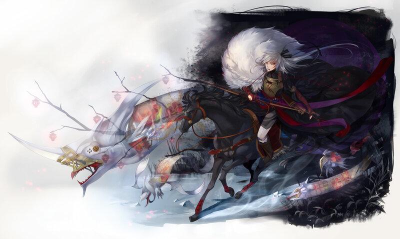 White-haired Rider on Black Horse
