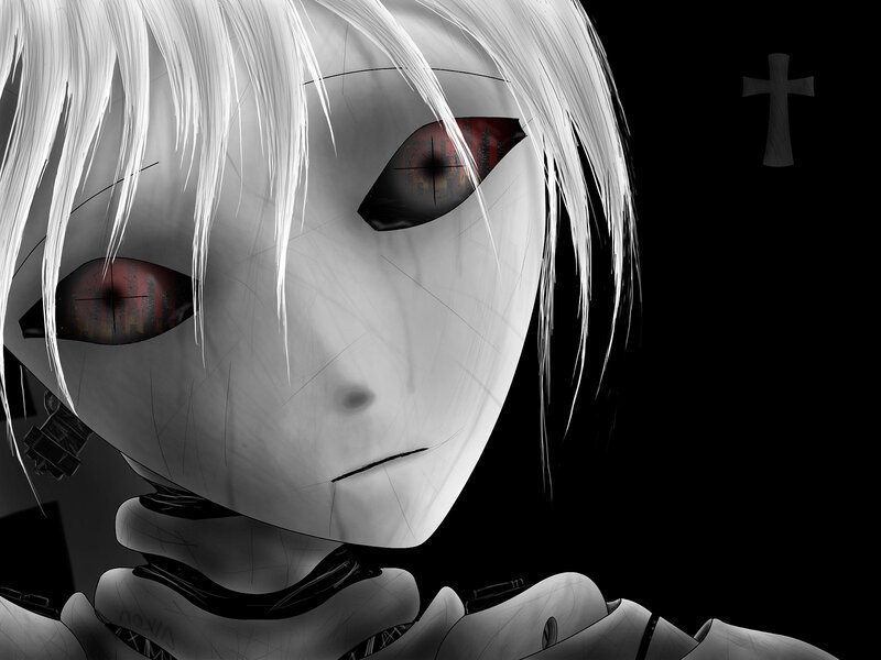 White-haired Robot Character