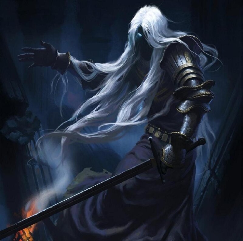 White-haired Warrior — Blue, Dramatic, Night, Digital Art