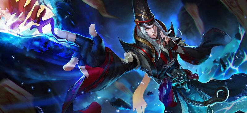 White-haired Warrior Casting Spell — Blue