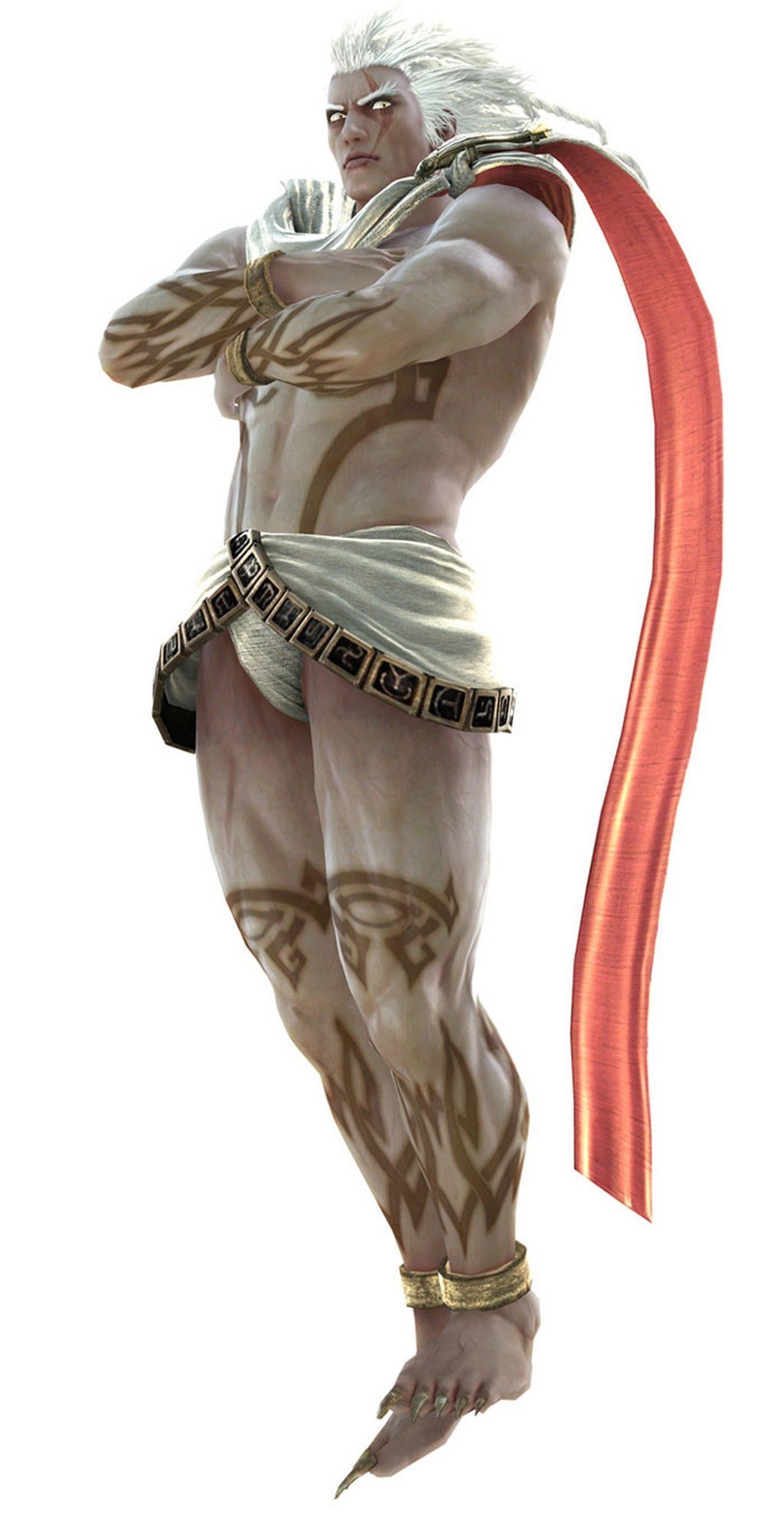 white-haired warrior character