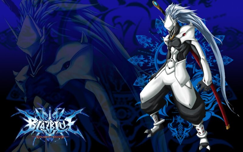 White-haired Warrior Character — Blue