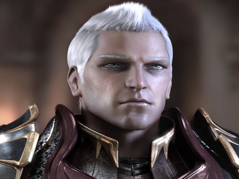 white-haired warrior character