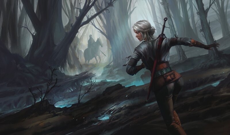 White-haired Warrior in Forest — Gray
