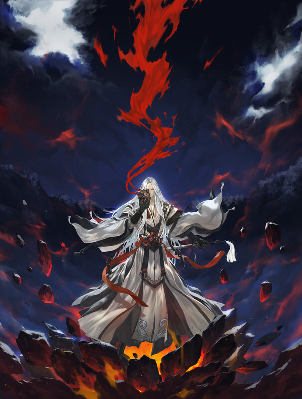 White-haired Warrior in Storm