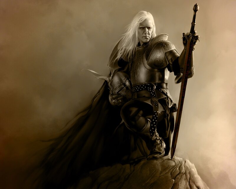 White-haired Warrior Knight — Brown, Dramatic