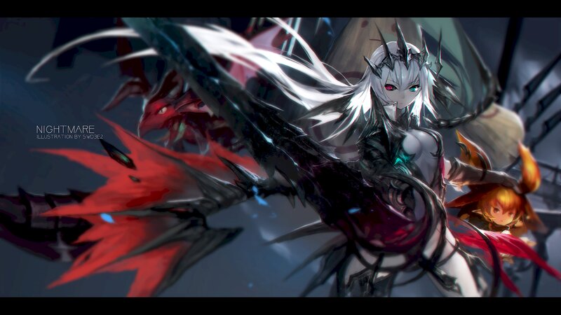 White-haired Warrior with Dragon — Black