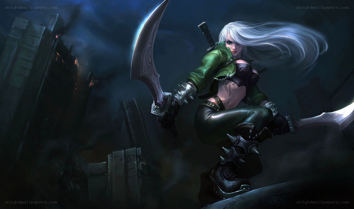 white-haired warrior with dual blades
