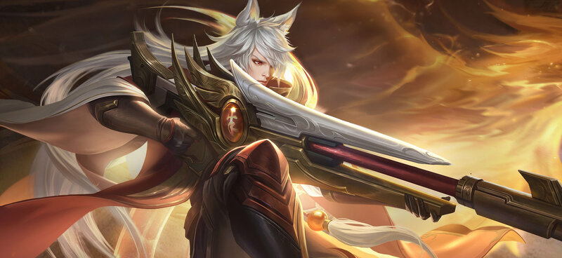 White-haired Warrior with Gun — Gold