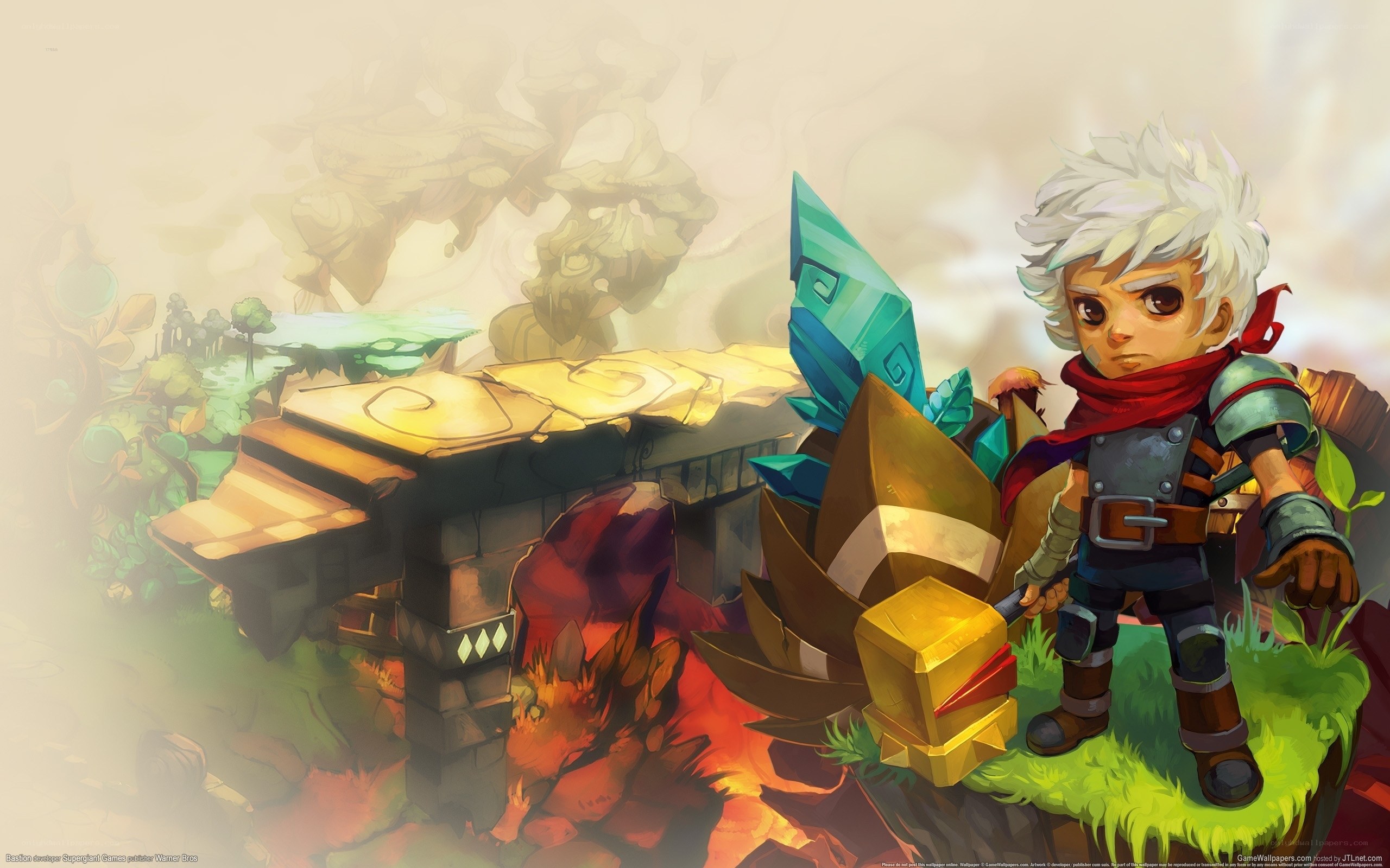 white-haired warrior with hammer