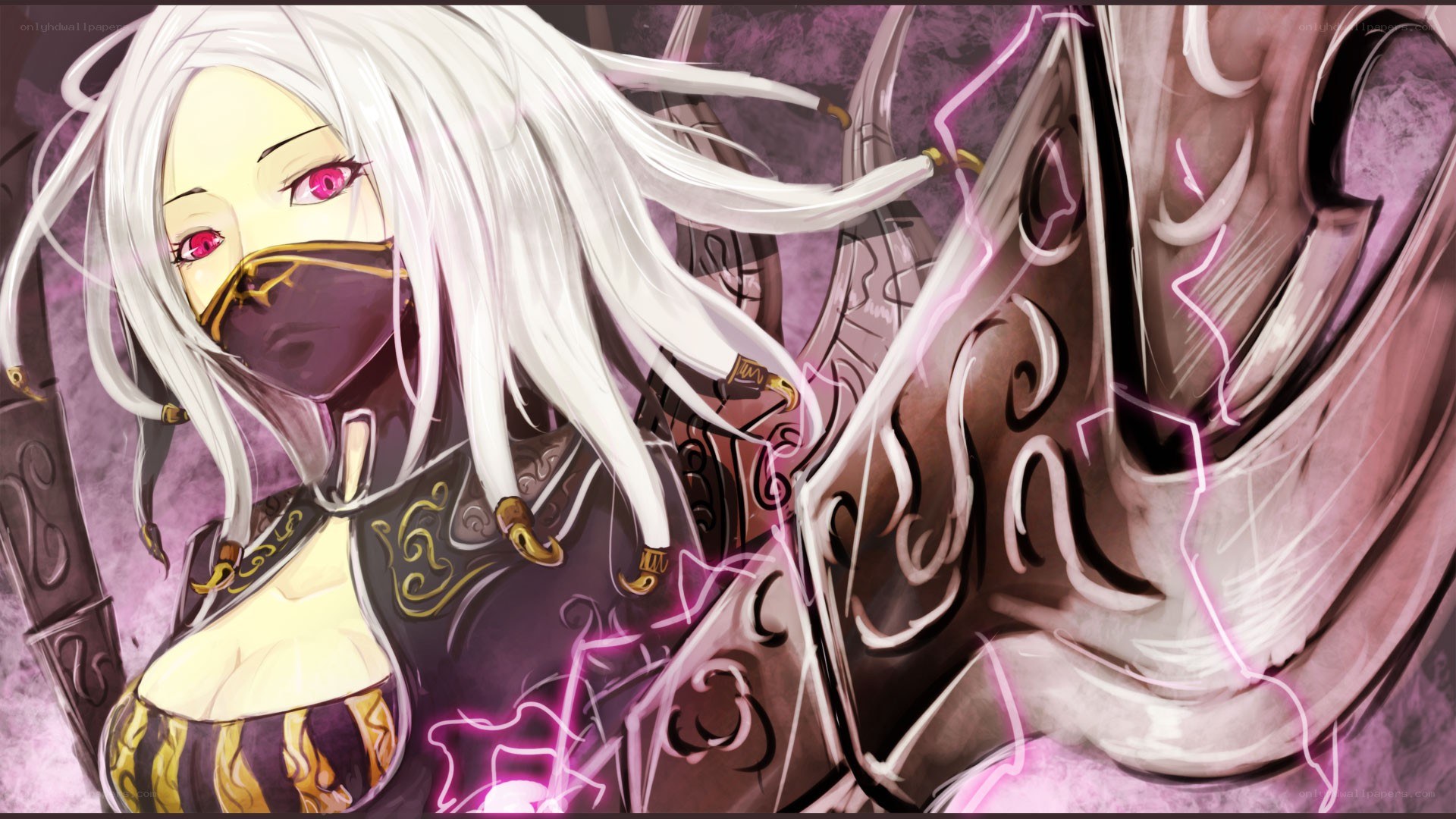 white-haired warrior with mask