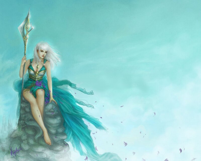 White-haired warrior with spear