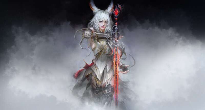 White-haired Warrior with Staff — White