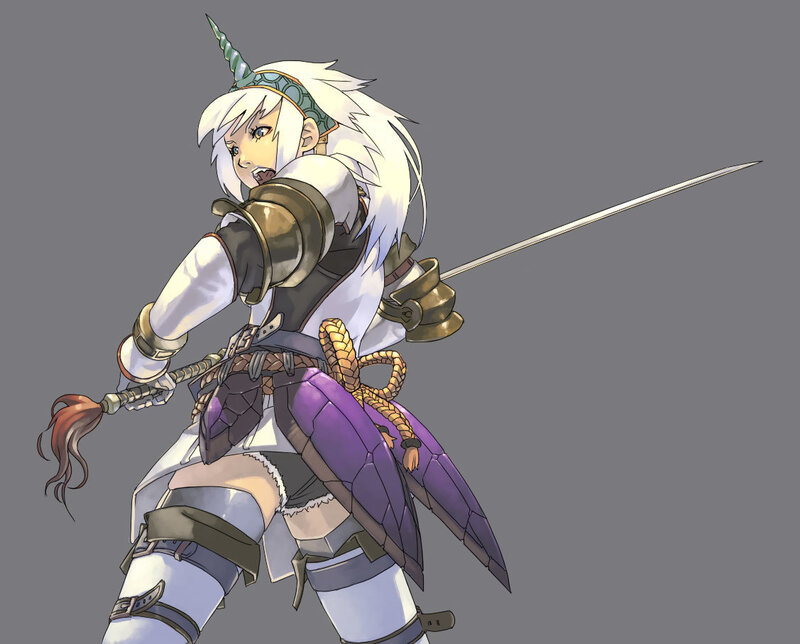 white-haired warrior with sword