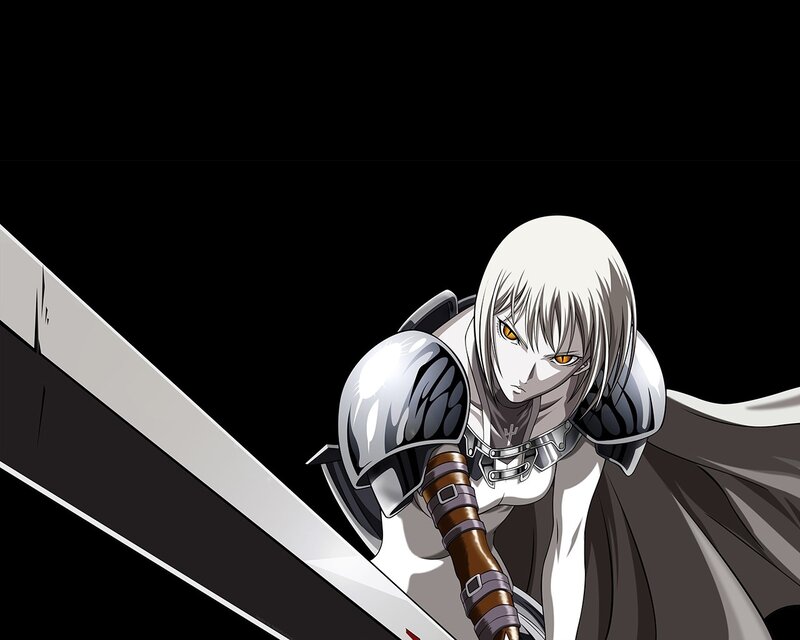 White-haired Warrior with Sword — Black, Dramatic, Manga, Armor