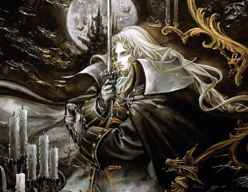 White-haired Warrior with Sword — Black, Dramatic, Night, Digital Art, Candlelight