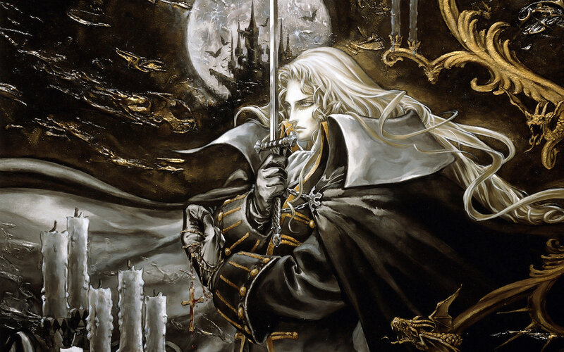 White-haired Warrior with Sword — Black, Dramatic, Night, Digital Art, Candles