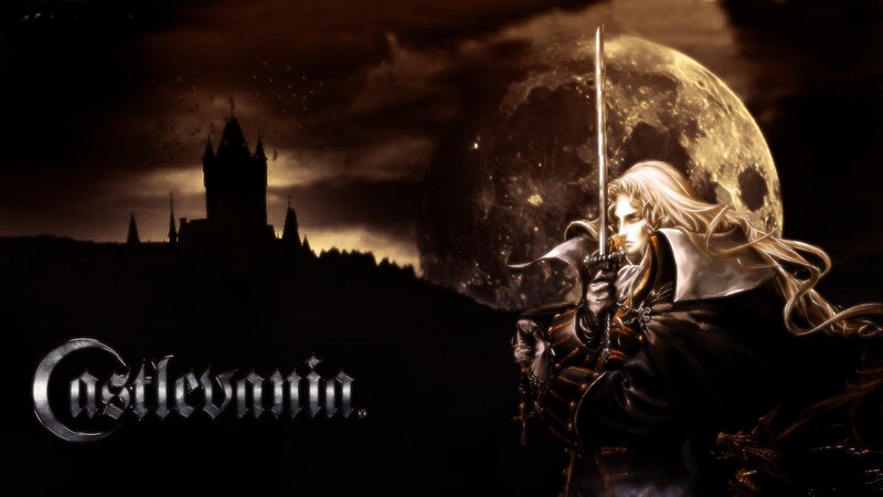 White-haired Warrior with Sword — Black, Dramatic, Night, Digital Art, Castle, Moon