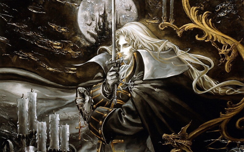 White-haired Warrior with Sword — Black, Dramatic, Night, Digital Art